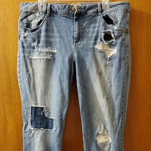 Patchwork style skinny jeans